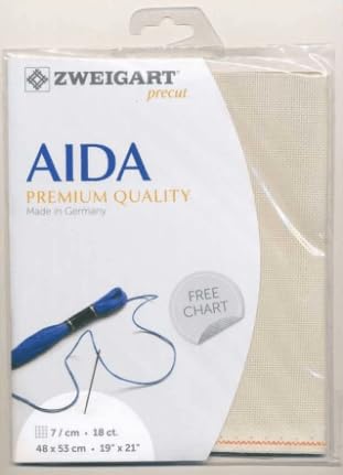 Image of Wizardi Fein Aida 18 Count Platinum 3793 770, Precut Zweigart Cross Stitch Fabric, 100 Percent Cotton Blank Needlepoint Canvas and Embroidery Cloth, 19x21 in for Adults