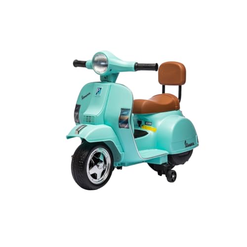 Vespa Elettrica per Bambini - Sicura e Divertente, Motocicletta Giocattolo con Acceleratore a Pedale, Luci e Suoni, Batteria Ricaricabile 6V e Caricabatteria Incluso, Funzione Avanti/Indietro (Verde)