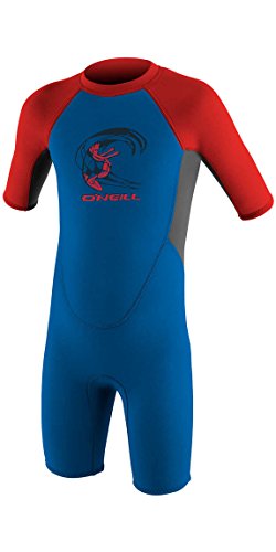 O';Neill Toddler Kids Youth Kinder Junior Reactor 2MM Neoprenanzug mit Reißverschluss, Shorty Ocean Graphite Red - Unisex-blau-1 Jahre