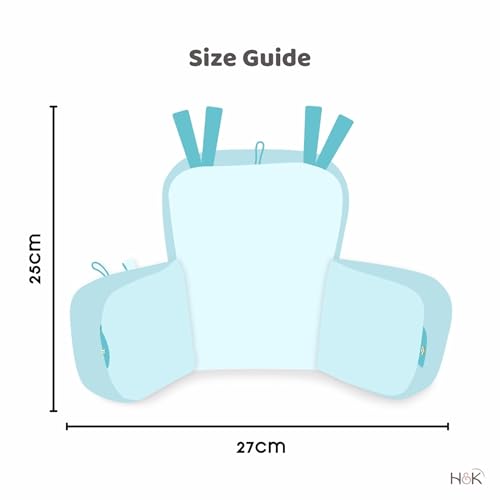 Image of haus & kinder 100% Cotton Poplin Adjustable Pillow Cum Seat for 6 to 9 Months Head Protector for Safety Blue Color Size H 31cm W 21cm Spacewalk 1Pc