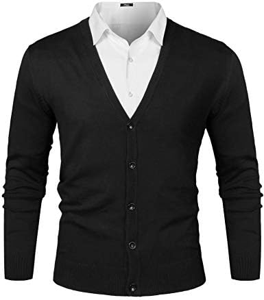 iClosam Strickjacke Herren Cardigan V-Ausschnitt mit Knöpfen Leichter Strickpullover
