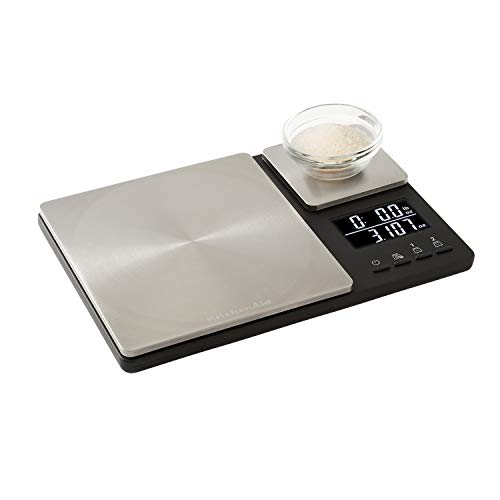 KitchenAid digitale Lebensmittel-Waage mit zwei Plattformen, wiegt zwischen 5000g und 500g Schwarz Einheitsgröße – Ansicht 3