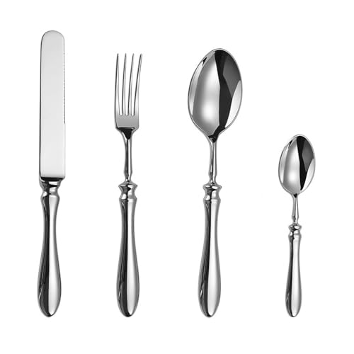 32 Pieces Silverware Set,18/8 stainless steel set for 8,Flatware set Water droplet shaped handle, Fine Silverware set and Dishwasher Safe