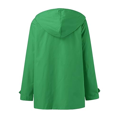 Sudadera con capucha para mujer impermeable verde M con bolsillos y cremallera 5