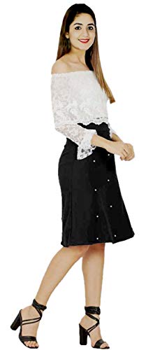 SKY FLY Girls Off Shoulder Fit & Flare Dress Black 14-15 years 1