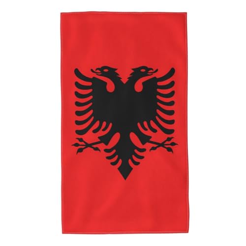 YYHHAOFA Serviettes absorbantes et douces pour la peau, imprimées de drapeau albanais, pour salle de bain, plage, extérieur (69,8 x 40,6 cm)