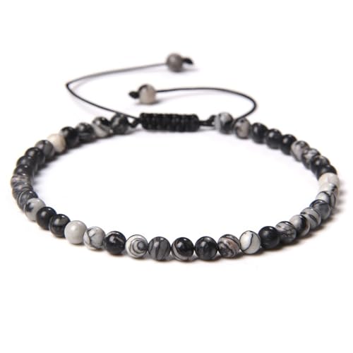 JENCVNL Naturstein Armband 4mm Echtes Naturstein Armband Damen Verstellbar Perlenarmbänder Edelsteinarmband Edelstein Armbänder für Damen Frauen (Schwarzes Netz Edelstein) JENCVNL Naturstein Armband 4mm Echtes Naturstein Armband Damen Verstellbar Perlenarmbänder Edelsteinarmband Edelstein Armbänder für Damen Frauen (Schwarzes Netz Edelstein)