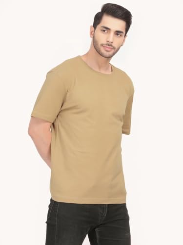 Image of Men's Plain Cotton Crew Neck T-Shirt Regular Fit Short Sleeve Tee