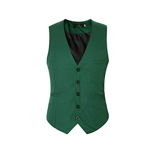 YOUTHUP Gilet Costume Homme sans Manche Slim Fit Multicolore Veste Business Mariage Elégant, Vert, 3XL