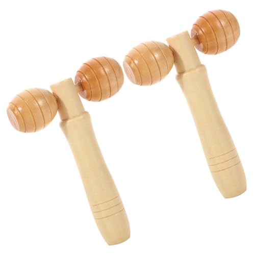 FOMIYES Mini Roller Massage Hammer 2pcs Wooden Hand Massager for Full Body Massage Face Back Legs Shoulder