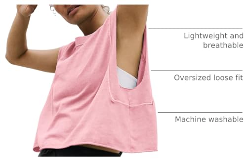 Image of HUGOOME Women Workout Tank Tops Oversized Crop Sleeveless Tee Loose Fit Boxy Basic Yoga Active Summer T Shirts Gym 2026