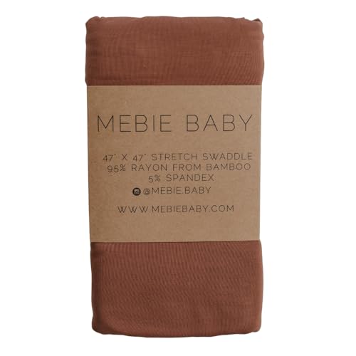 Image of Mebie Baby Rust Stretch Swaddle, Modern and Neutral Swaddle Blanket for Baby Girl or Boy, Soft Baby Blankets, Newborn Swaddle Blanket, 0-3 Month, Comfy Wrap, Baby Essentials & Gifts (47 inch x 47 inch)