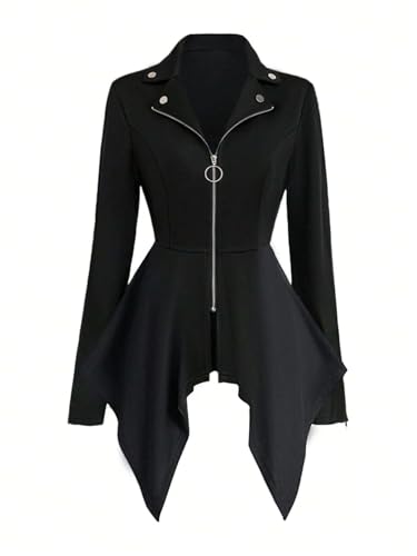 Chic Black Asymmetrical Hem Blazer for Women - X-Large Elegance for Fall/Winter - Image 3