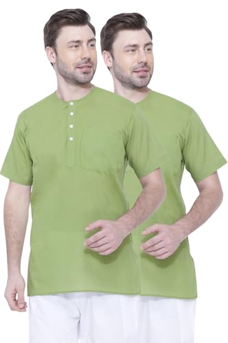 Image of Rajubhai Hargovindas Men's Pure Cotton Short Kurta | Pack of 2 |