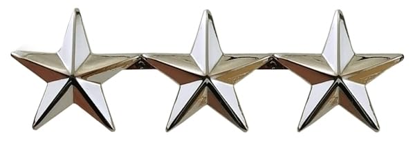 Hero's Pride Rank Insignia, Five-Pointed Star Pin, 2 Posts and Clutch Backs, Pack of 2, 3 Star – 1