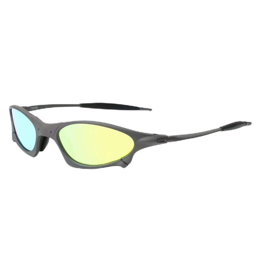 Occhiali da Sole polarizzati da Uomo Occhiali da Ciclismo Occhiali da Sole da Pesca UV400 Occhiali da Bicicletta in Metallo Occhiali da Ciclismo Occhiali da Equitazione (2 Taglia Unica)