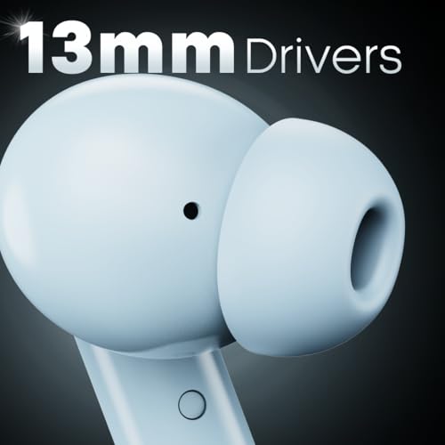 Image of Leaf Buds X514 True Wireless ANC in Ear Earbuds with AI Sound App,Active Noise Cancellation,Transparency Mode,70H Playtime,Quad Mic Enc,40Ms Low Latency,13Mm Driver, Ipx5, Bluetooth V5.4(Pastel Blue)