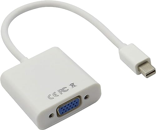 zdyCGTime Adaptador de Cable Mini DisplayPort Macho a VGA Hembra,Adaptador Thunderbolt a VGA,Compatible con PC, TV, computadora portátil, Monitor, proyector, etc.(Blanco)