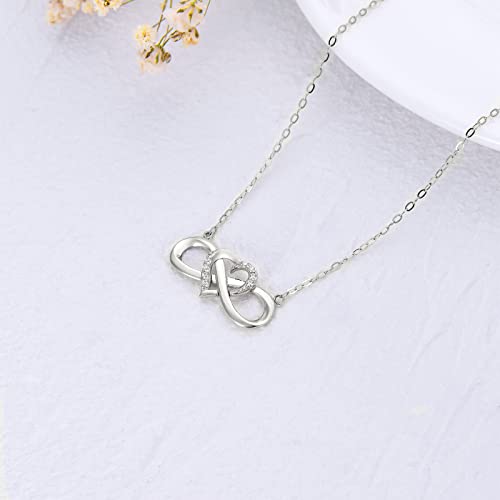 14K Solid Gold Heart Infinity Pendant Necklace for Women, Real Gold Love Jewelry Anniversary Birthday Gifts for Her, Wife, Mom, Girlfriend, 18inch4