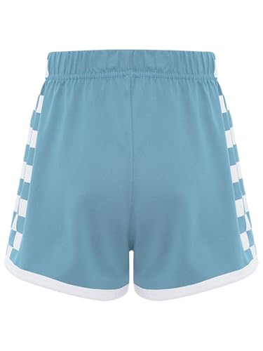 Kids Girls Checkerboard Bowknot Elastic Waistband Plaid Sports Shorts Running Workout Gym Activewear2