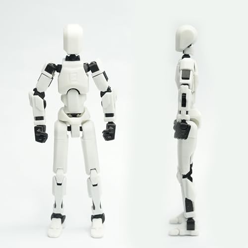 Image of Dummy 13 Action Figure Robot | Fully Articulated 3D Printed Robot Toy | 5.4-inch Collectible Figurine | Unassembeled Matte Finish (White-Black)