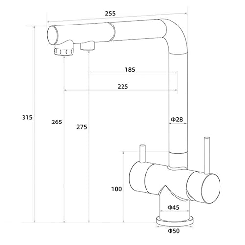 Robinet de cuisine extractible à 3 voies noir pour éliminer les bouteilles plastique - 3