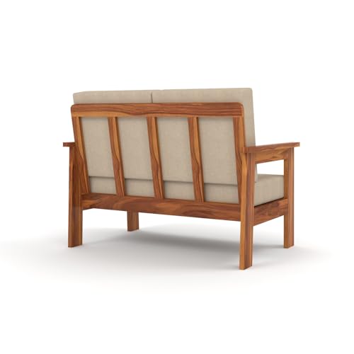 Image of Sheesham Wooden 4 Seater Sofa for Living Room | Solid Wood Sofa | Rosewood Sofa Set for Home & Office | Lounge (Honey, 4 Seater)