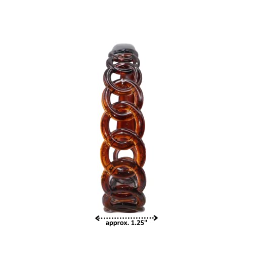 Parcelona French Round Chain Tortoise Shell Brown Celluloid Acetate Flexible No Slip Sturdy And Durable Hair Clips Hair Headband For Women And Girls thumb #4