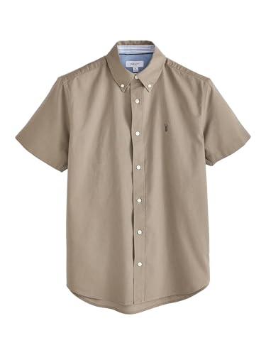 NEXT Homme Chemise Oxford à Manches Courtes Couleur Pierre Naturelle 3XL