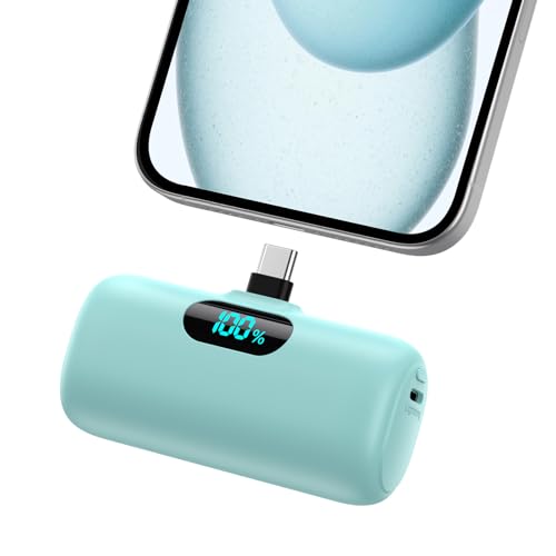 Mini Portable Charger USB C Power Bank,Upgraded 5000mAh PD Fast Charging Battery Pack Built-in USB-C Connector Travel Essential for iPhone17/17Pro/17Pro Max/Air/16 Plus/16Pro Max/15 Series,Android etc