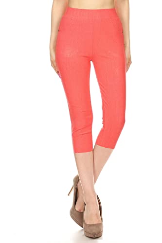 Image of Leggings Depot Women's Cotton Blend Stretch Pull-on Jeggings Casual Pants with Pockets (Available in Plus Size)