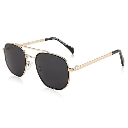Image of FEISEDY Women Men Square Aviator Sunglasses Gradient Lens Retro Small Metal Shades B2953