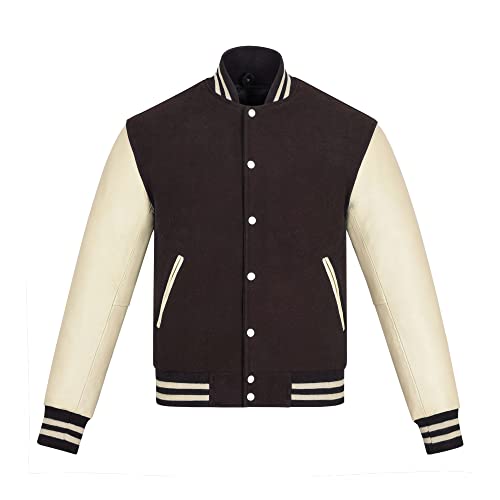 Image of Varsity Jacket Baseball Letterman Jacket- Wool and Leather Premium Quality Unisex Basketball Jacket
