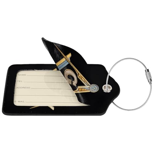 Master Masonic 2 Pack Luggage Tag for Suitcase, Luggage Tags for Suitcases,Leather Stainless Steel Loop Label Tag for Men Women Girlstravel Bag Suitcase2