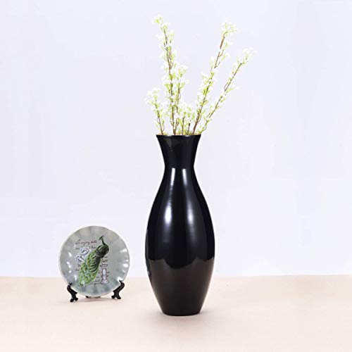 image for VILLACERA Handcrafted 20” Tall Black Classic Floor Vase for Silk Pla