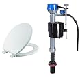 MAYFAIR 843SLOW 000 Lannon Toilet Seat will Slow Close and Never Loosen & Fluidmaster 400H-002 Performax Universal Toilet Fill Valve High Performance Tank and Bowl Water Control, 1-Pack, Multicolor