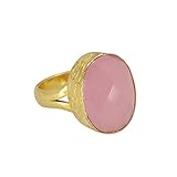 Rosenquarz Ring Bhagat Jewels Ring mit Rosenquarz, 18 Karat Gold, vergoldet, oval
