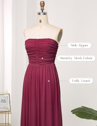 Image of DRESSTELLS Women's Cocktail Dress, Strapless Tube Top Long Maxi Summer Formal Mesh Dresses 2025