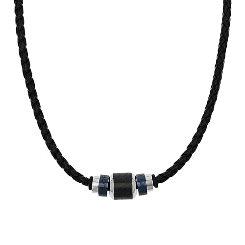 Collier homme Tom Tailor 2100684 en acier inoxydable et cuir 47 cm
