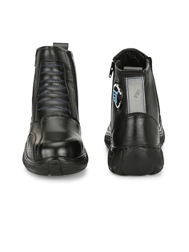 Image of Eego Italy Rider-4, Water Resistant Biker boot /Motorcycle riding boot, real leather upper & anti slip sole with steel toe protection, padded in socks, 3M Reflectors,lace free and walkable with shin and ankle protection RIDER-4-BLACK-10