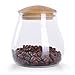 WHJY 13oz Clear Glass Storage Canister Holder with Airtight Bamboo Lid, Small Cute Modern Round Decorative Container Jar for Coffee, Spice, Candy, Salt, Cookie, Condiment, Pepper, Sugar