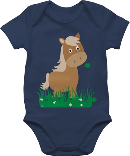 Shirtracer Baby Body Junge Mädchen - Süßes Pferd I Pferde Geschenk Reiten I Pferdemädchen - 1/3 Monate - Navy Blau - babykleidung babygeschenke pferdefans horse babybody tiere body+ pferdemotiv