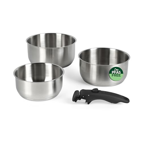 Russell Hobbs Smart Clip Set de casseroles, 4 pièces, inox, 18/20 cm