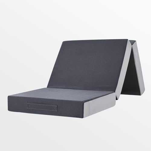 Novilla Colchón Plegable 80 x 195 x 10 cm, Colchón de Invitados, Colchón de Espuma Viscoelástica Plegable de 3 Piezas, con Asa de Transporte, Extraíble y Lavable, Para Viaje, Camping o Furgoneta