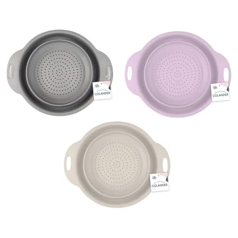 Collapsible Colander Sieve Bowl with Diameter of About 23.5cm Perfect Space Saver for Your Kitchen Ideal for Draining Pasta Vegetable Fruits Silicone Strainer Dishwasher Safe (Assorted Colour) Cover