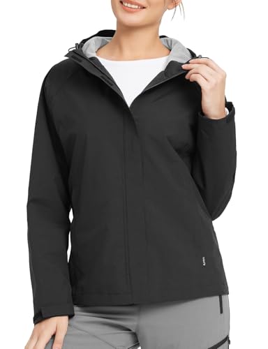 baleaf Womens Rain Jacket Waterproof Lightweight Hooded Windbreaker Hiking Traveling Outdoor Raincoat