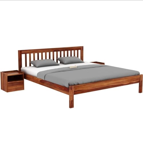 Image of Sheesham Wood Foster Wooden Dandi 1 Inch Bed Without Storage (78x60 Mattress Compatible Bed, Natural Finish)