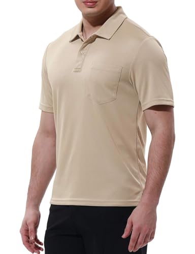 Image of Rdruko Men's Polo Shirts Short Sleeve Quick Dry Outdoor Golf Sports Shirts with Pocket