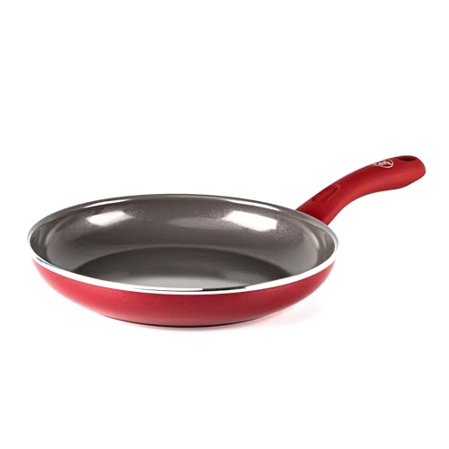 GreenChef Diamond Sartén Antiadherente de Cerámica Saludable de 24 cm, Sartén para Huevos, Sin PFAS, Apta para Inducción, Apta para Horno hasta 160˚C, Apta para Lavavajillas, Roja