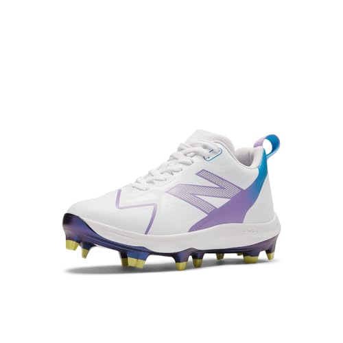 New Balance FuelCell Romero Duo V2 - Tenis de béisbol moldeados de TPU unisex para niños, Blanco/azul especia/uva espolvoreada, 5.5 Big Kid